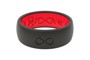 Solid Midnight Black & Raspberry Red Ring